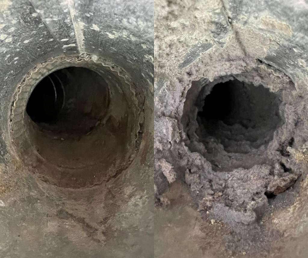 Before and after duct cleaning