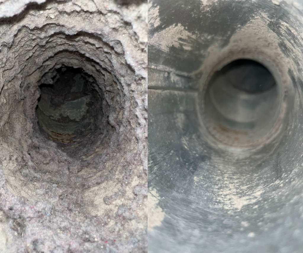 Before and after duct cleaning