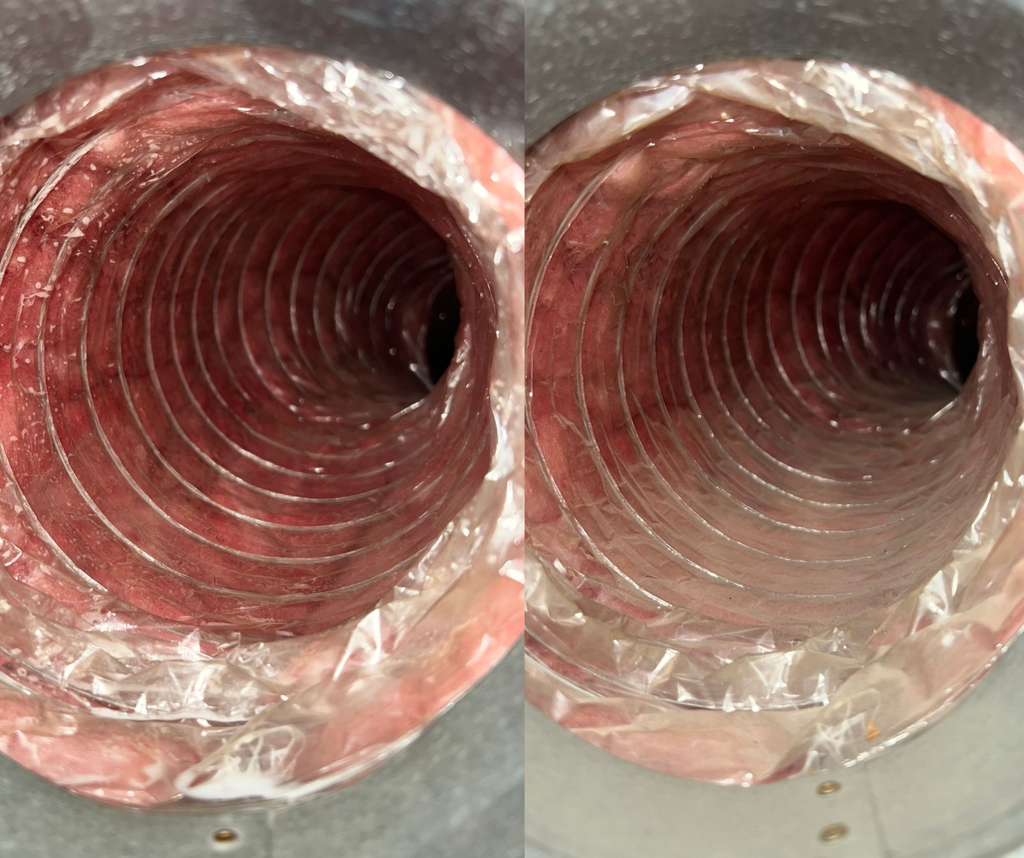 Dirty air duct before professional cleaning
