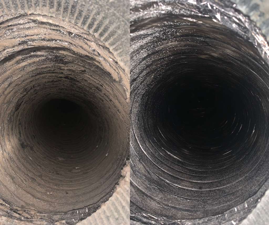 Air duct before and after cleaning in Atlanta
